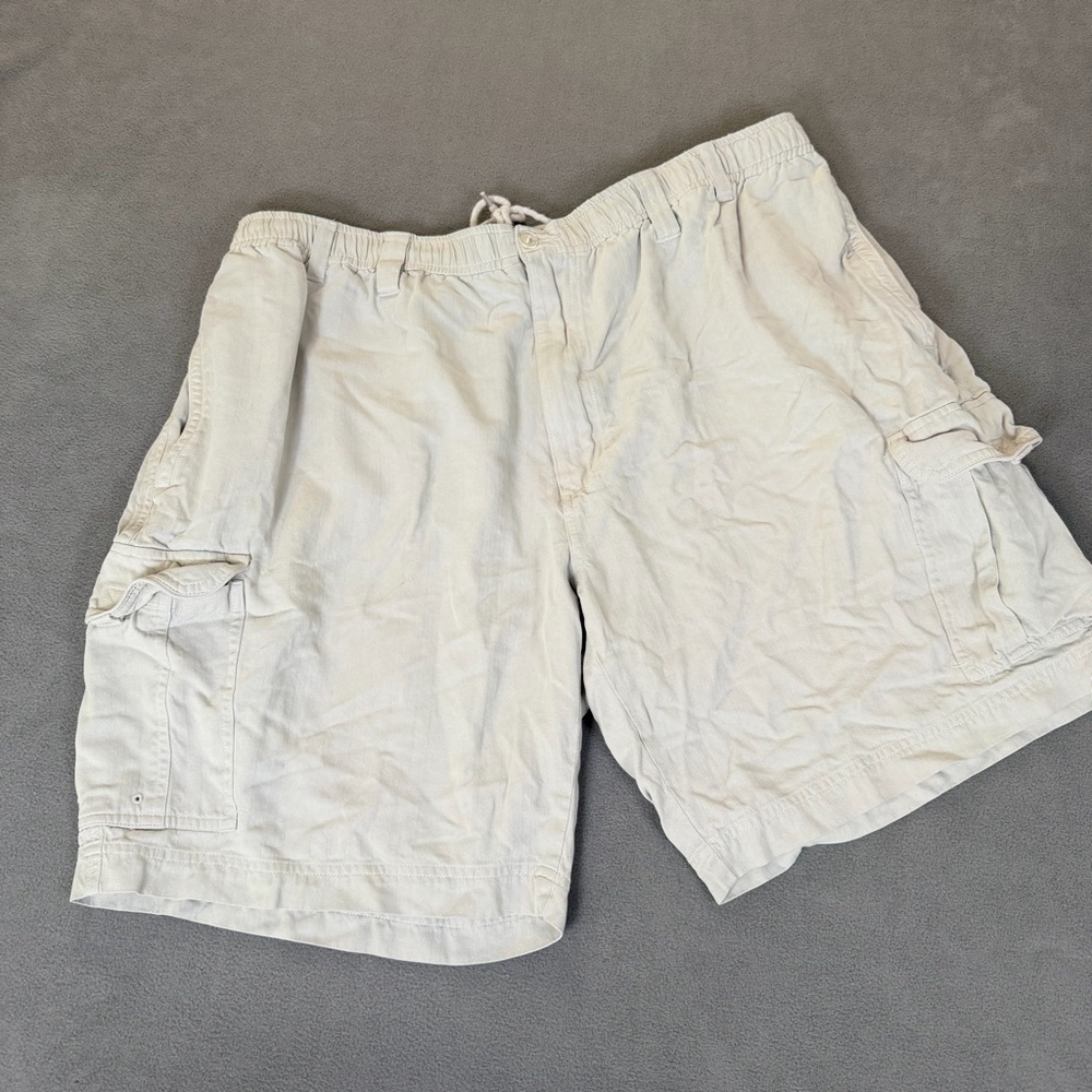 Jamaica Jaxx Men's Silk Casual Tan Shorts Cargo Pockets Drawstring- Size 38